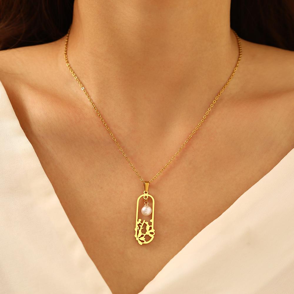 Ожерелья из нержавеющей стали, белый искусственный жемчуг, винтажные цветочные подвески, цепочка-воротник, подвески, женское ожерелье для женщин, ювелирные изделия 
Ожерелья из нержавеющей стали, белый искусственный жемчуг, винтажные цветочные подвески, цепочка-воротник, подвески, женское ожерелье для женщин, ювелирные изделия