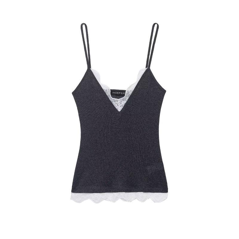 Summer V-Neck Lace Slim-Fit Top for Women - Wear Outside or as Inner Layer Medium темно-серого
Summer V-Neck Lace Slim-Fit Top for Women - Wear Outside or as Inner Layer Medium темно-серого