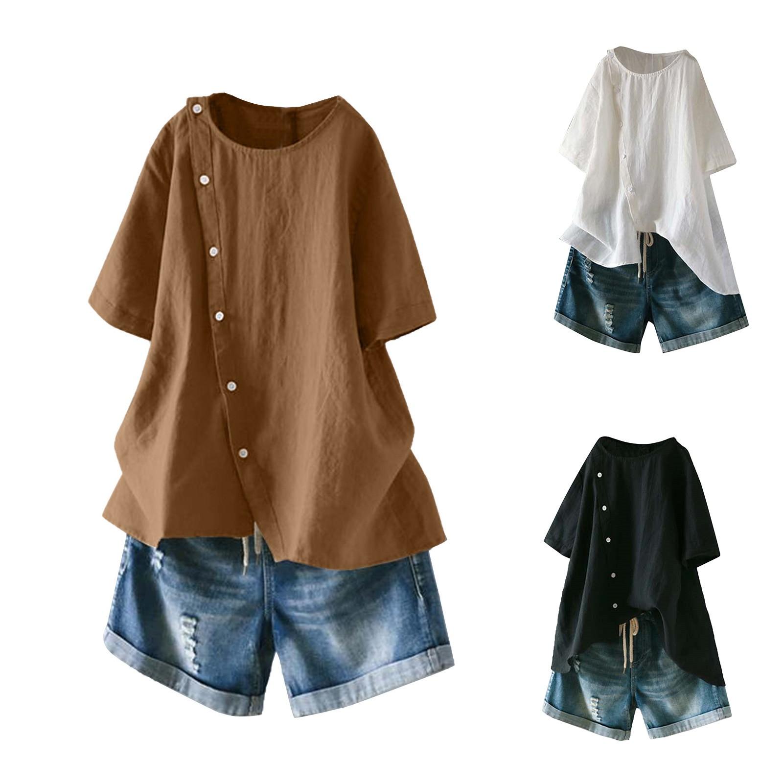 Women s Fashion Casual Temperament Round Neck Short Sleeve Solid Color Cotton Hemp T-shirt Top
Women s Fashion Casual Temperament Round Neck Short Sleeve Solid Color Cotton Hemp T-shirt Top