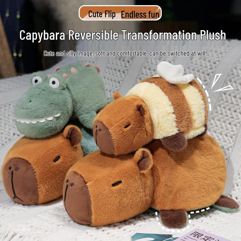 Capybara Flip Reversible Plush Toy: Cute Capybara to Crocodile, Turtle, or Bee Transformation Doll 25cm
Capybara Flip Reversible Plush Toy: Cute Capybara to Crocodile, Turtle, or Bee Transformation Doll 25cm
