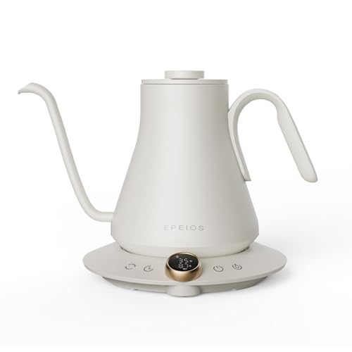 Epeios Drip Kettle, 900ml, 1200W, Coffee Pot, 1°C Increments, Stepless Temperature Setting, 5-Minute Drip Timer, Keep Warm Function, °C/°F Switching,
Epeios Drip Kettle, 900ml, 1200W, Coffee Pot, 1°C Increments, Stepless Temperature Setting, 5-Minute Drip Timer, Keep Warm Function, °C/°F Switching,
