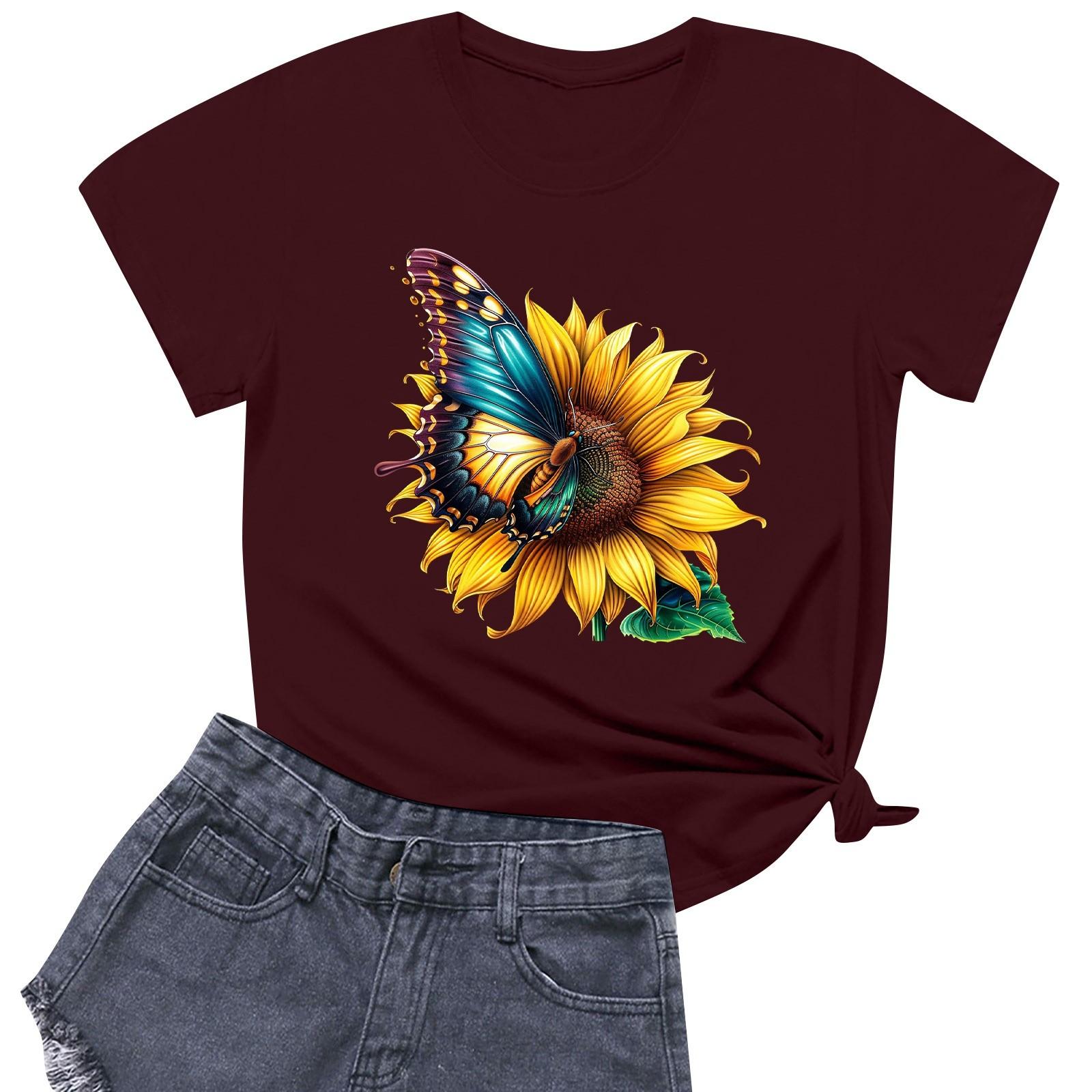 Женская модная повседневная футболка с круглым вырезом и короткими рукавами S винный
Женская модная повседневная футболка с круглым вырезом и короткими рукавами S винный