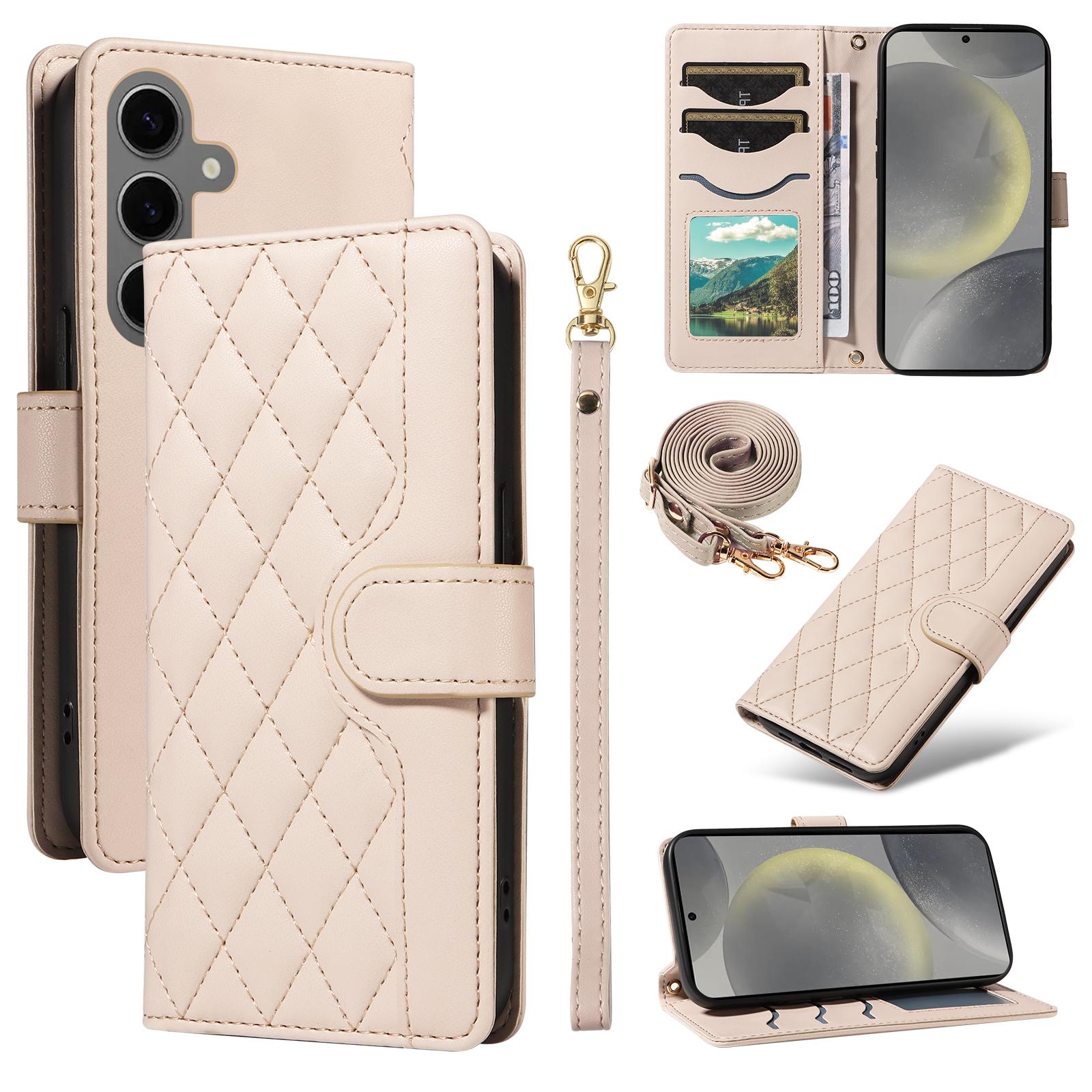 For Samsung Galaxy S25/S24 Case Wallet Rhombus Leather Phone Cover with Shoulder Strap,Wrist Strap Apricot
For Samsung Galaxy S25/S24 Case Wallet Rhombus Leather Phone Cover with Shoulder Strap,Wrist Strap Apricot