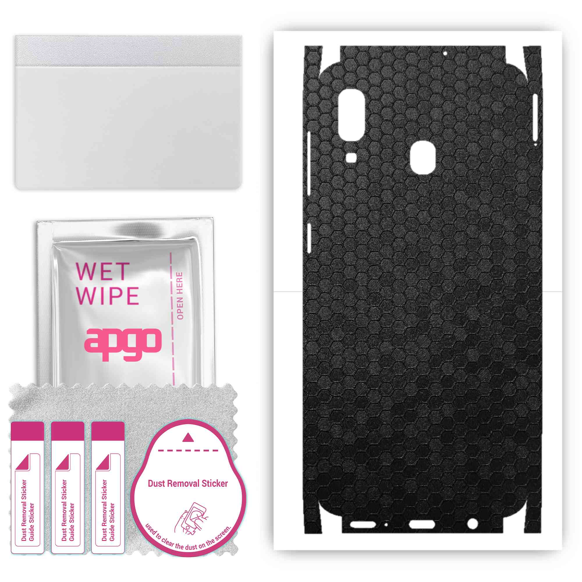 apgo Protective Skin Sticker for the back+sides compatible with Samsung Galaxy A20, Full Wrap Film, Foil, Vinyl - Pattern Black Honeycomb
apgo Protective Skin Sticker for the back+sides compatible with Samsung Galaxy A20, Full Wrap Film, Foil, Vinyl - Pattern Black Honeycomb