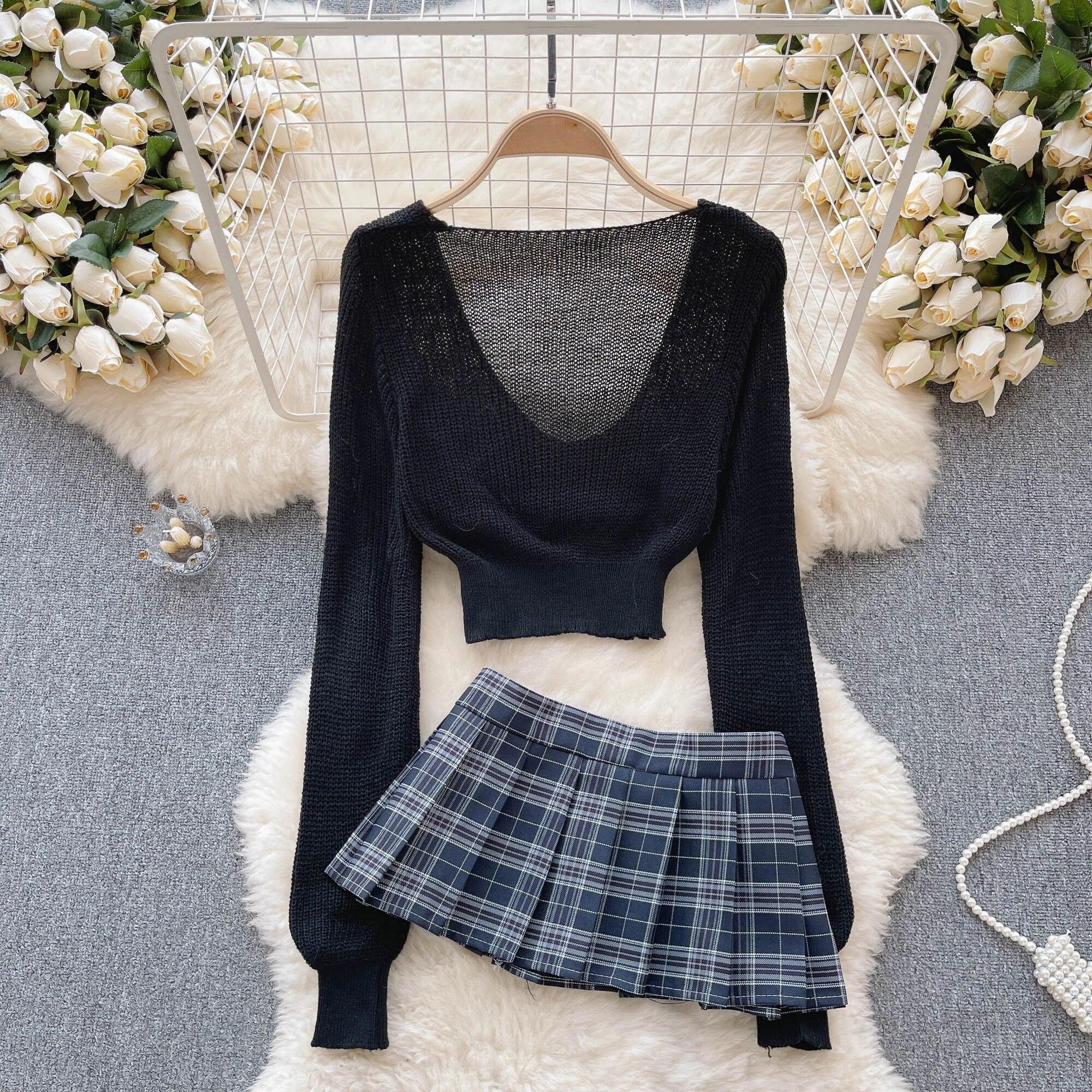 Sweet JK униформа, эротические костюмы, женские топы с v-образным вырезом и длинными рукавами + короткая плиссированная юбка, женский комплект в консервативном стиле, клетчатые комплекты сексуального нижнего белья 2024 One Size синий/чёрный
Sweet JK униформа, эротические костюмы, женские топы с v-образным вырезом и длинными рукавами + короткая плиссированная юбка, женский комплект в консервативном стиле, клетчатые комплекты сексуального нижнего белья 2024 One Size синий/чёрный