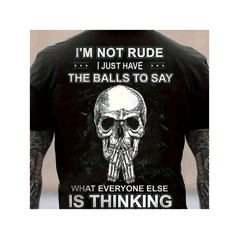 European sizes Men s Bold Graphic T-Shirt - I m Not Rude Have The Balls to Say What Everyone Else Is Thinking - Black Shirt with Skull Design 4XL
European sizes Men s Bold Graphic T-Shirt - I m Not Rude Have The Balls to Say What Everyone Else Is Thinking - Black Shirt with Skull Design 4XL