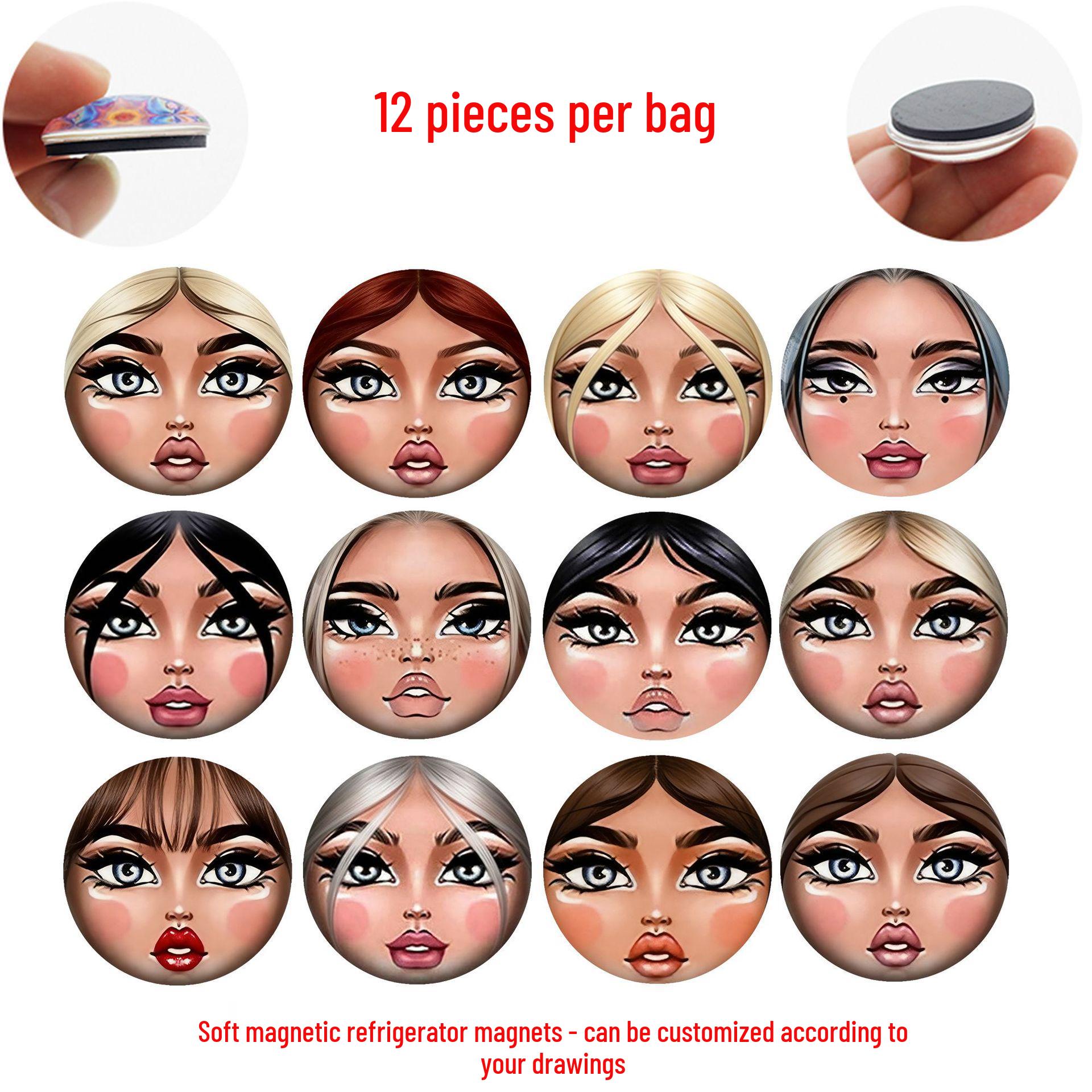 Stylish Cartoon Woman Face Magnet: Decorative Fridge Sticker 25 mm Fridge Magnet Set of 12 (SMH599)
Stylish Cartoon Woman Face Magnet: Decorative Fridge Sticker 25 mm Fridge Magnet Set of 12 (SMH599)