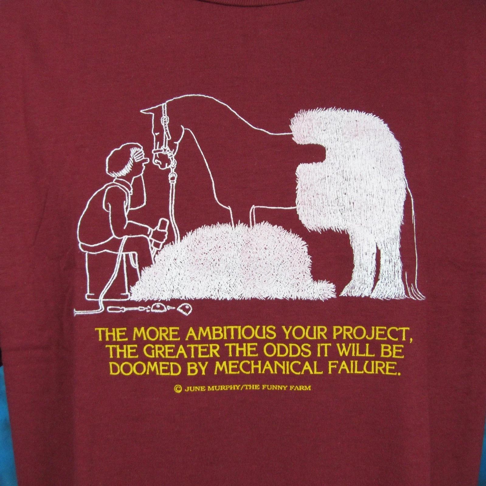 NOS vintage 80s HORSE HAIRCUT JOKE CARTOON PAPER THIN T-Shirt L/XL single stitch S
NOS vintage 80s HORSE HAIRCUT JOKE CARTOON PAPER THIN T-Shirt L/XL single stitch S