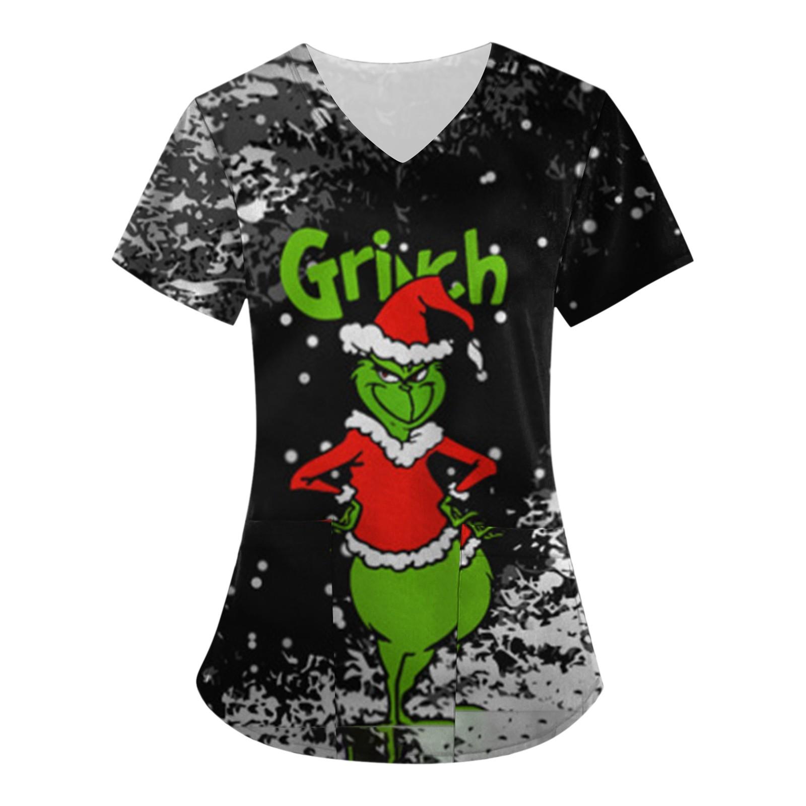 Women s Fashion Christmas Printed Short Sleeve V-Neck Top Small Pocket Work T-Shirt XL
Women s Fashion Christmas Printed Short Sleeve V-Neck Top Small Pocket Work T-Shirt XL