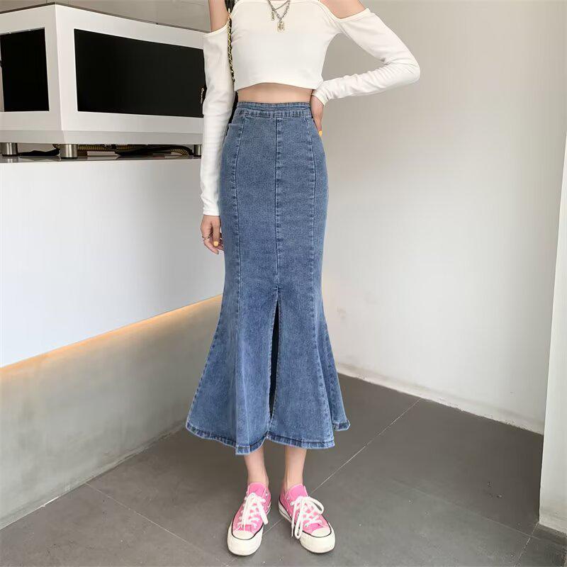 Women s Denim Fishtail Midi Skirt - High Waist, Slimming, Ruffle Slit, Petite A-Line for Spring/Summer M: 155-165CM, 95-108 jin
Women s Denim Fishtail Midi Skirt - High Waist, Slimming, Ruffle Slit, Petite A-Line for Spring/Summer M: 155-165CM, 95-108 jin