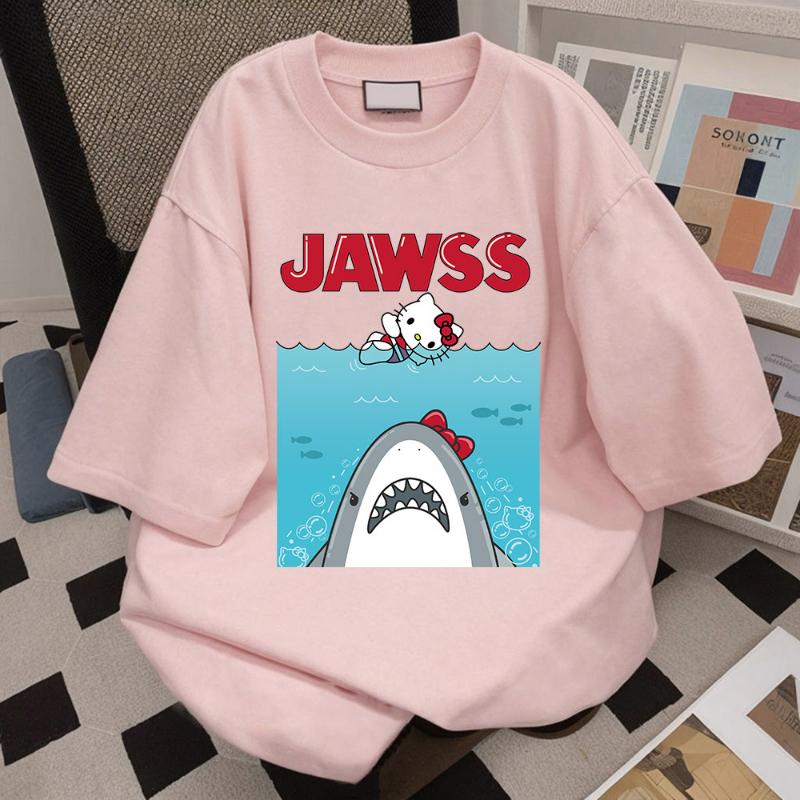 Summer New Hello Kitty Jaws Womens T Shirt Pure Cotton Clothes Fun Short Sleeve Loose Fashion Womens Round Neck Tshirt M
Summer New Hello Kitty Jaws Womens T Shirt Pure Cotton Clothes Fun Short Sleeve Loose Fashion Womens Round Neck Tshirt M