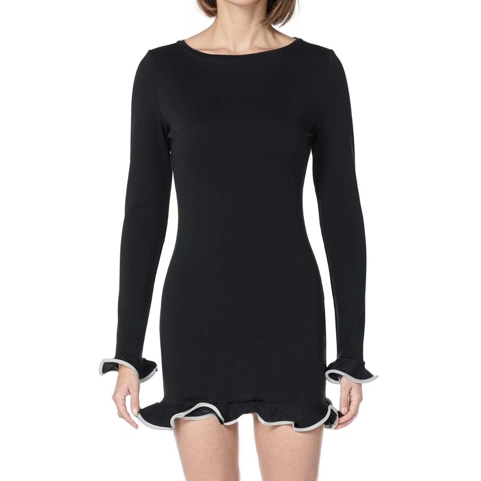 Женское однотонное сексуальное обтягивающее короткое платье с оборками, трикотажная юбка с загнутым подолом и длинными рукавами L чёрный
Женское однотонное сексуальное обтягивающее короткое платье с оборками, трикотажная юбка с загнутым подолом и длинными рукавами L чёрный