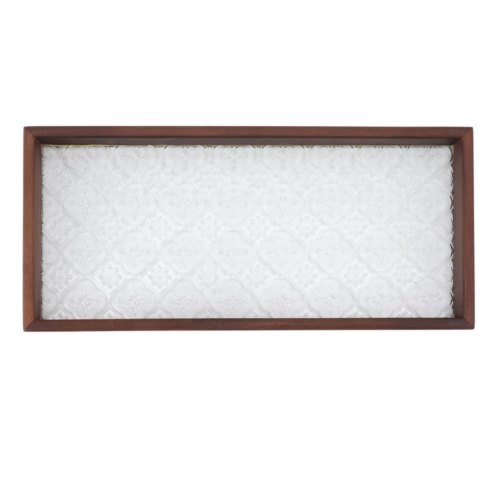 Rectangle Tea Serving Tray Walnut Glass Robust Wooden Glass Tea Tray for Cake Bread Breakfast Snack Small
Rectangle Tea Serving Tray Walnut Glass Robust Wooden Glass Tea Tray for Cake Bread Breakfast Snack Small