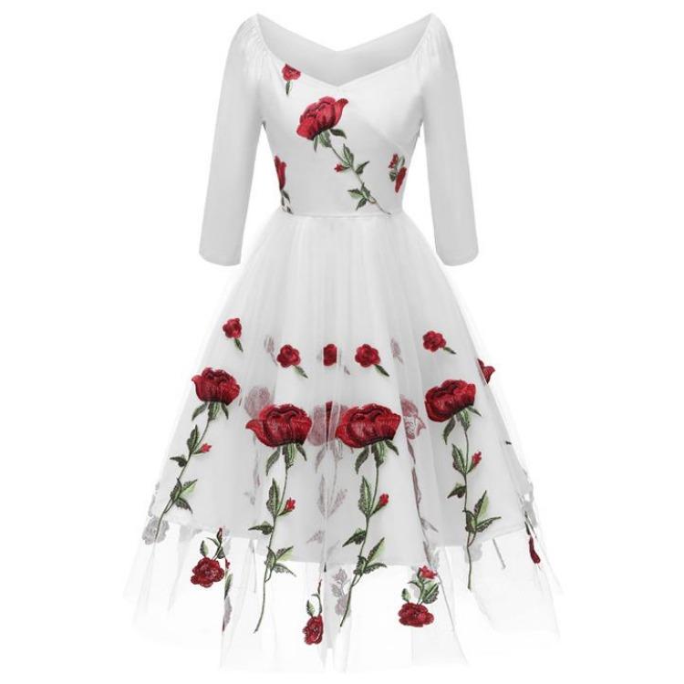 Red Rose Embroidered Midi Prom Dress for Women Wedding Guest Bridesmaid Cocktail Evening Party Mesh Tulle 3 4 Sleeve Formal Occasion Outfit XXL
Red Rose Embroidered Midi Prom Dress for Women Wedding Guest Bridesmaid Cocktail Evening Party Mesh Tulle 3 4 Sleeve Formal Occasion Outfit XXL