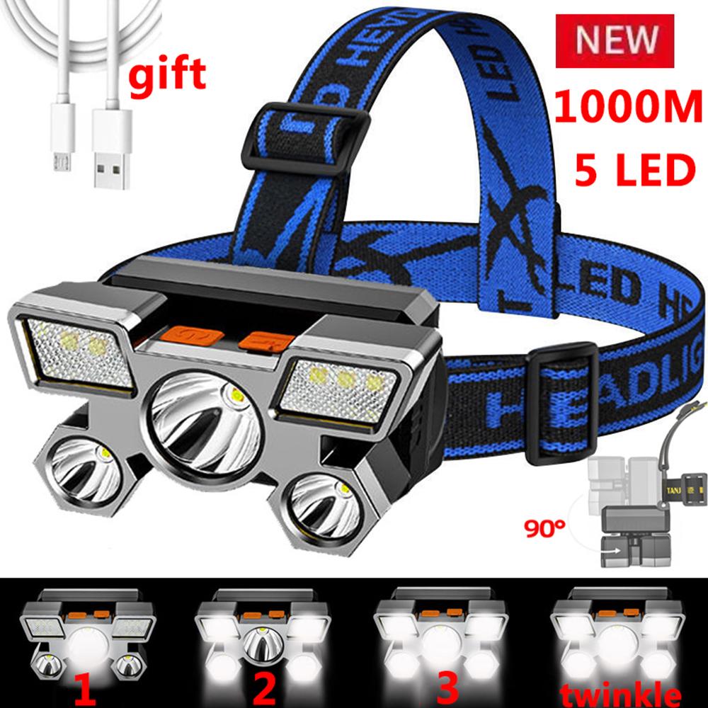 5 светодиодных фар с 18650 батареей USB перезаряжаемый сильный свет супер яркий головной фонарик ночная рыбалка фара открытый кемпинг фара
5 светодиодных фар с 18650 батареей USB перезаряжаемый сильный свет супер яркий головной фонарик ночная рыбалка фара открытый кемпинг фара