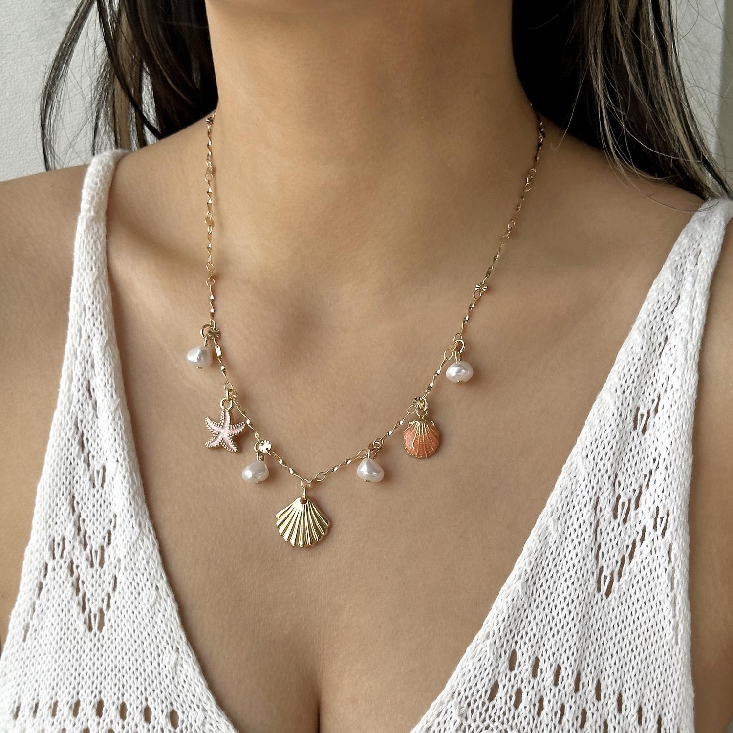 Classic Colorful Starfish Pendant Necklace for Women Handmade Imitation Pearl Shell Link Chain Necklace Summer Holiday Jewelry
Classic Colorful Starfish Pendant Necklace for Women Handmade Imitation Pearl Shell Link Chain Necklace Summer Holiday Jewelry