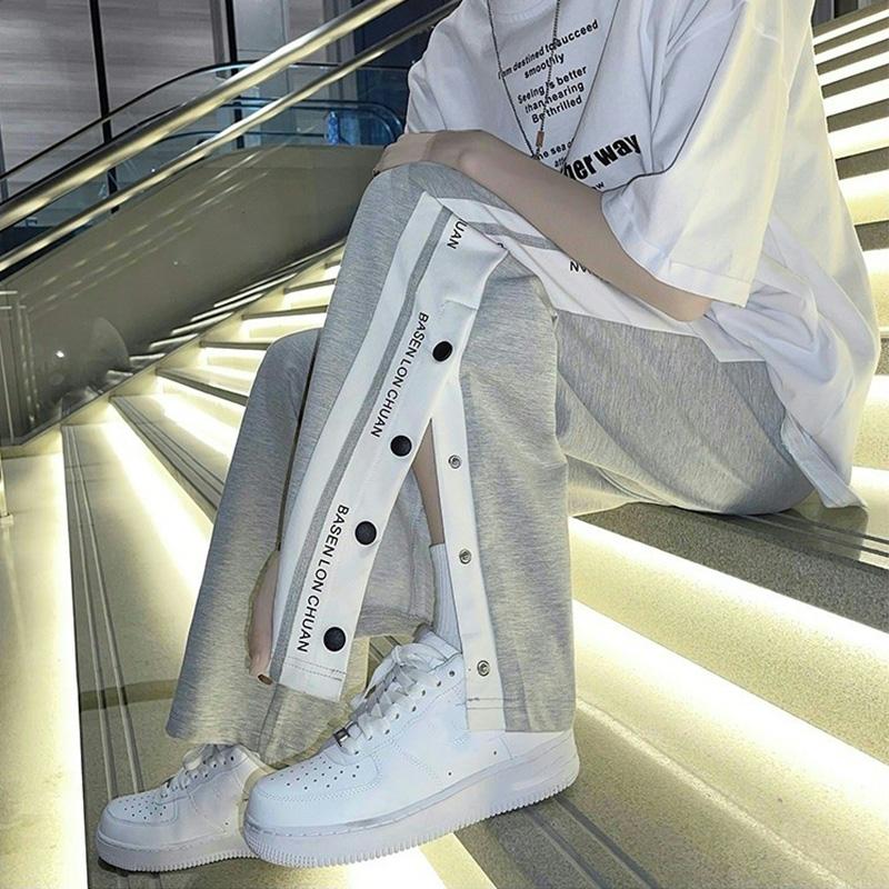 Женская одежда Y2K, черные осенние новые свободные уличные спортивные штаны, прямые широкие брюки для отдыха, модные брюки в корейском стиле M серый