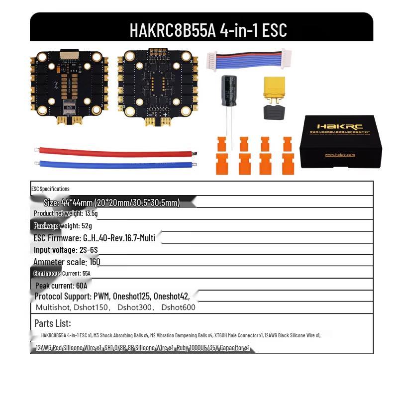 HAKRC F405 FPV Дрон Контролер польоту та Стек 55A ESC Dual Mounting
HAKRC F405 FPV Дрон Контролер польоту та Стек 55A ESC Dual Mounting