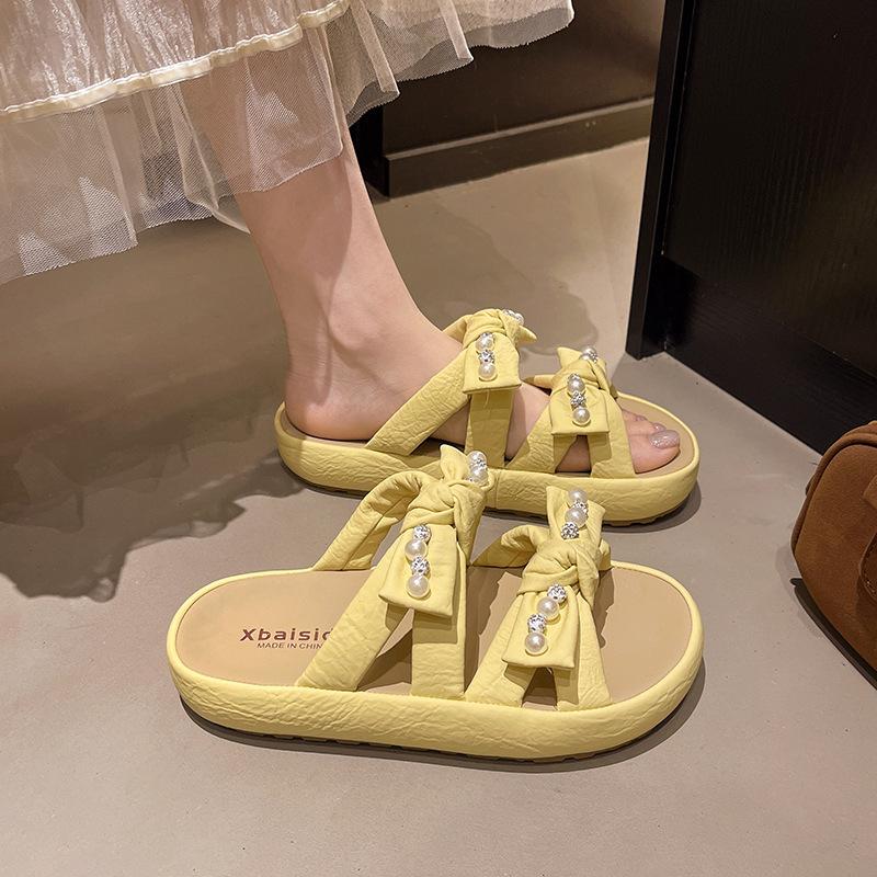 thick-soled pearl slippers for women in summer 2025, new fashion bow muffin open-toed cool slippers for women 40 жовтий
thick-soled pearl slippers for women in summer 2025, new fashion bow muffin open-toed cool slippers for women 40 жовтий