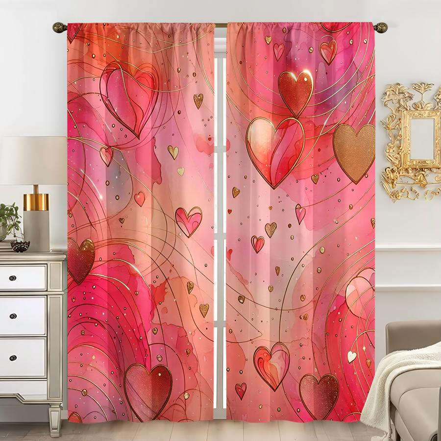 Set Of 2 Pink Gold Colorful Love Curtains Romantic Style People Day Bedroom Living Room Pull Up Pocket Curtain Polyester Ideal For Great W100*H70(CM)-Rod Pocket&2PCS
Set Of 2 Pink Gold Colorful Love Curtains Romantic Style People Day Bedroom Living Room Pull Up Pocket Curtain Polyester Ideal For Great W100*H70(CM)-Rod Pocket&2PCS