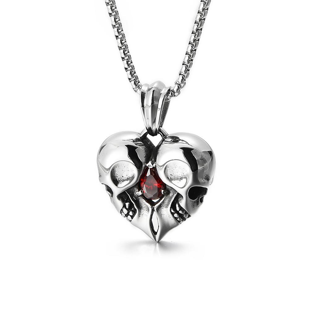 Vintage Stainless Steel Love Heart Skull with Red Gemstone Pendant Necklace for Men Women Fashion Punk Jewelry Gift Dropshipping
Vintage Stainless Steel Love Heart Skull with Red Gemstone Pendant Necklace for Men Women Fashion Punk Jewelry Gift Dropshipping