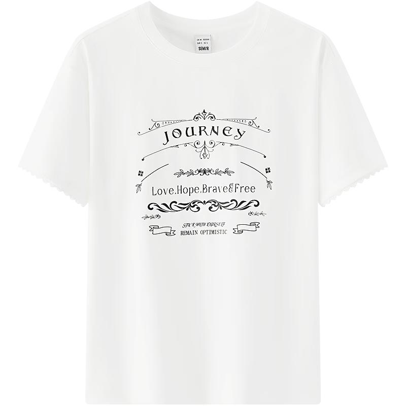 Semir Women s Letter Print Loose Short Sleeve T-Shirt L
Semir Women s Letter Print Loose Short Sleeve T-Shirt L