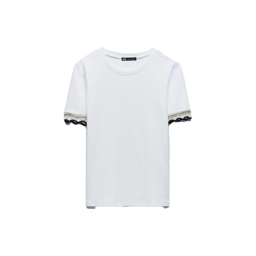 Zara Solid Color Glossy Decorative Short Sleeve T-Shirt Women tops White 05644627072-33 M
Zara Solid Color Glossy Decorative Short Sleeve T-Shirt Women tops White 05644627072-33 M