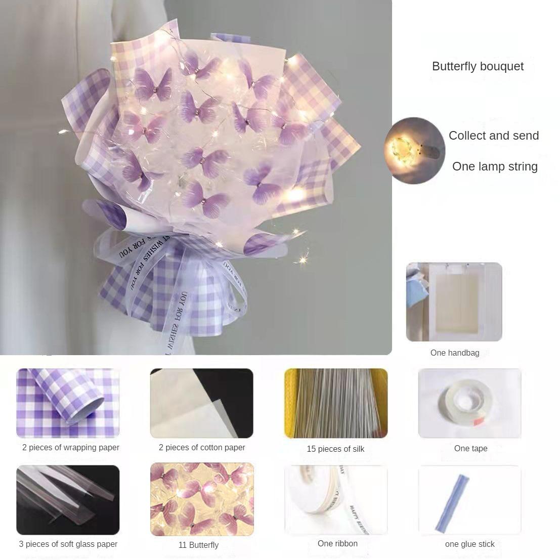 Butterfly Bouquet DIY Handmade Material Bag for Girlfriends Birthday Gift High-end Feeling Girls Table Decoration for Wedding
Butterfly Bouquet DIY Handmade Material Bag for Girlfriends Birthday Gift High-end Feeling Girls Table Decoration for Wedding