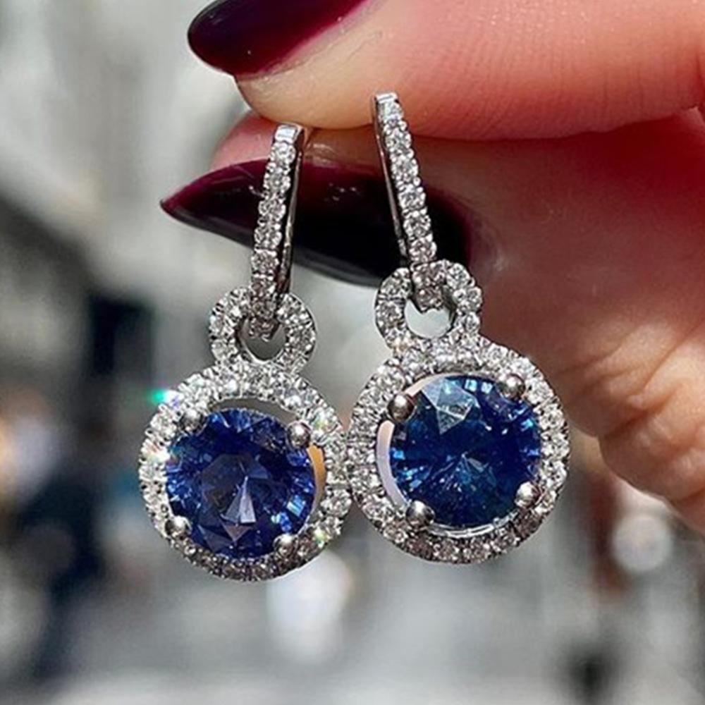 Huitan Fashion Round Blue CZ Dangle Earrings for Women Luxury Inlaid Dazzling White Cubic Zirconia Copper Color Lady Ear Zircon
Huitan Fashion Round Blue CZ Dangle Earrings for Women Luxury Inlaid Dazzling White Cubic Zirconia Copper Color Lady Ear Zircon