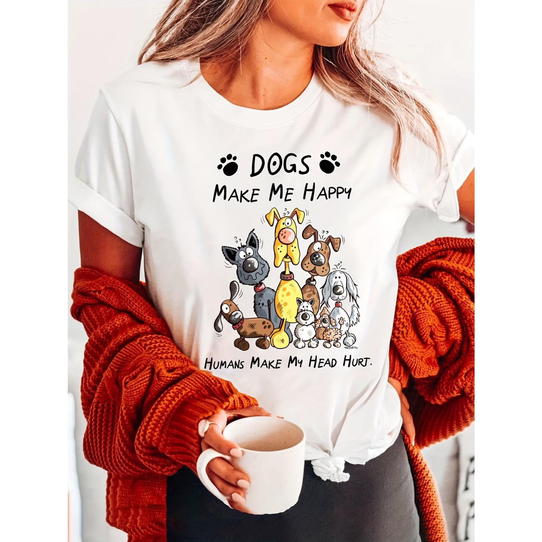 Dogs Make Me Happy Print T-shirt, Short Sleeve Crew Neck Casual Top for Summer & Spring, Women s Clothing S белый
Dogs Make Me Happy Print T-shirt, Short Sleeve Crew Neck Casual Top for Summer & Spring, Women s Clothing S белый