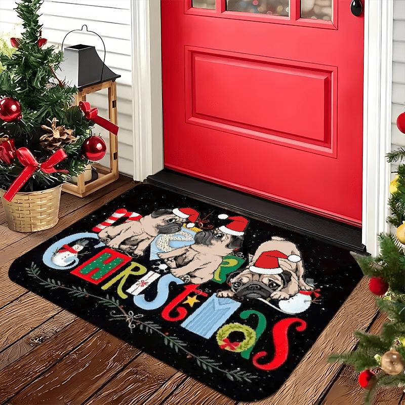 Christmas Dog Welcome Mat, Santa Hat Pugs Design Low Pile Machine Washable Polyester Mat for Entryway Living Room Kitchen Decor 40x60cm
Christmas Dog Welcome Mat, Santa Hat Pugs Design Low Pile Machine Washable Polyester Mat for Entryway Living Room Kitchen Decor 40x60cm