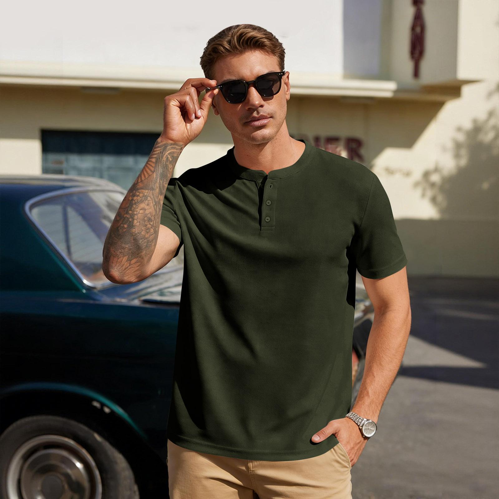 Men Henley T Shirt Short Sleeve Cotton Casual Fit Soft Lightweight Summer Basic Top Button Placket Crewneck Tee L армия зеленый
Men Henley T Shirt Short Sleeve Cotton Casual Fit Soft Lightweight Summer Basic Top Button Placket Crewneck Tee L армия зеленый