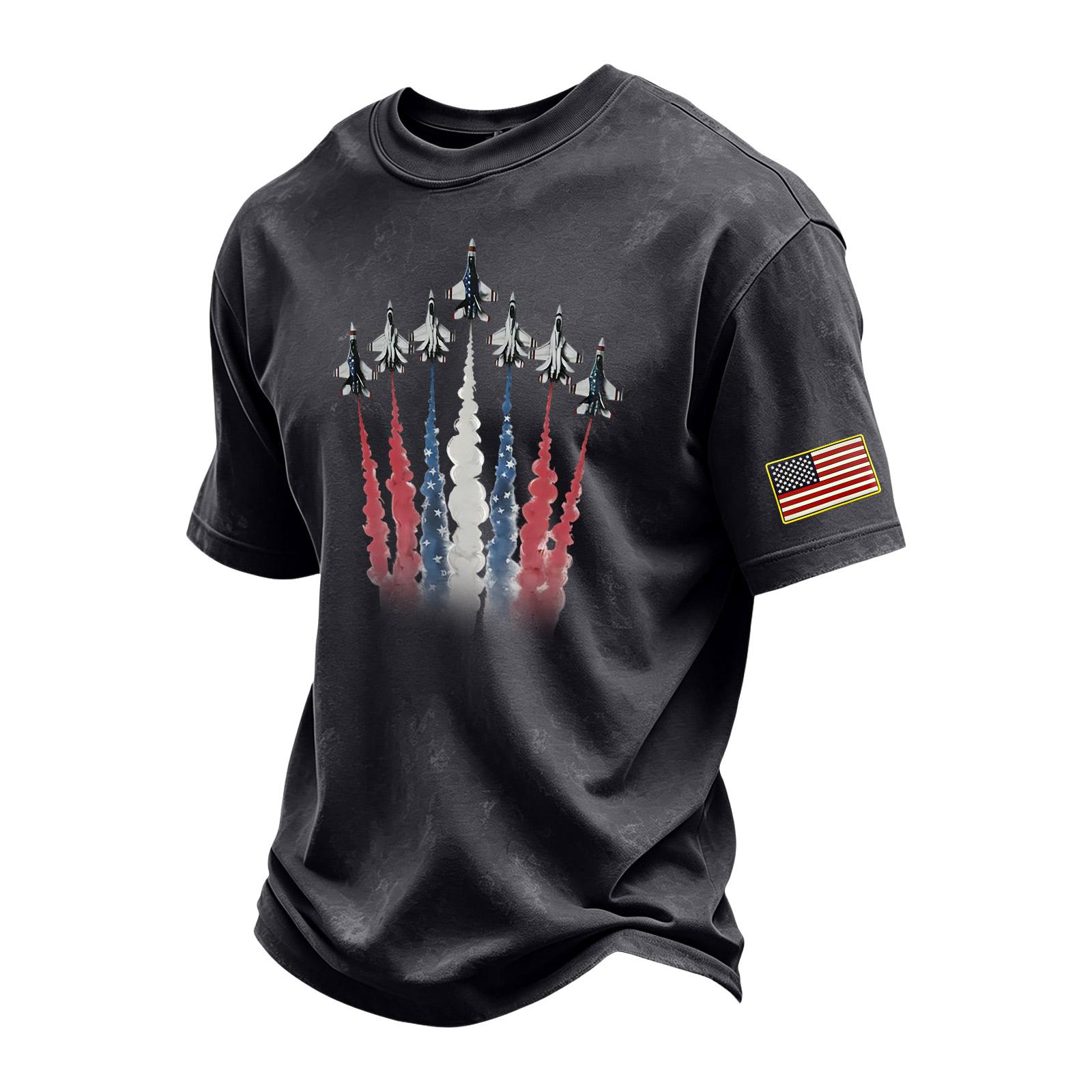 Men s Vintage Washed Crew Neck Short Sleeve T Shirt with Airplane Print and Sleeve Patch for Casual Wear XXXXXL
Men s Vintage Washed Crew Neck Short Sleeve T Shirt with Airplane Print and Sleeve Patch for Casual Wear XXXXXL