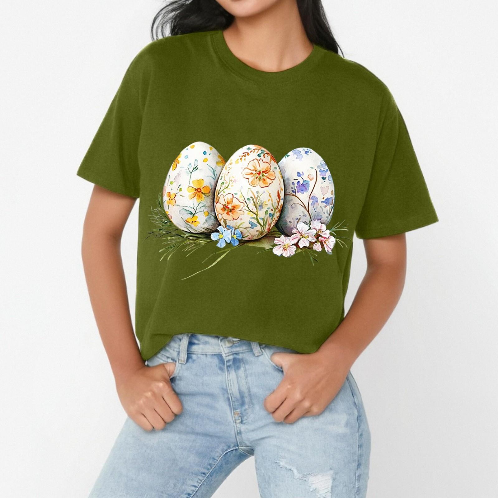 Женская повседневная свободная футболка с пасхальным принтом, круглый вырез, пуловер, короткий рукав, топ L армия зеленый
Женская повседневная свободная футболка с пасхальным принтом, круглый вырез, пуловер, короткий рукав, топ L армия зеленый