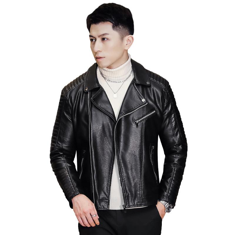 Новая приталенная короткая кожаная куртка мужская осенне-зимняя кожаная куртка мужская модная повседневная красивая стойка воротник 4XL