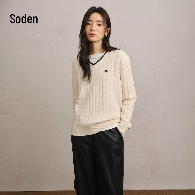 WHIteALLUSION Retro Academic Style V-Neck Embroidered Cable Knit Sweater L
WHIteALLUSION Retro Academic Style V-Neck Embroidered Cable Knit Sweater L