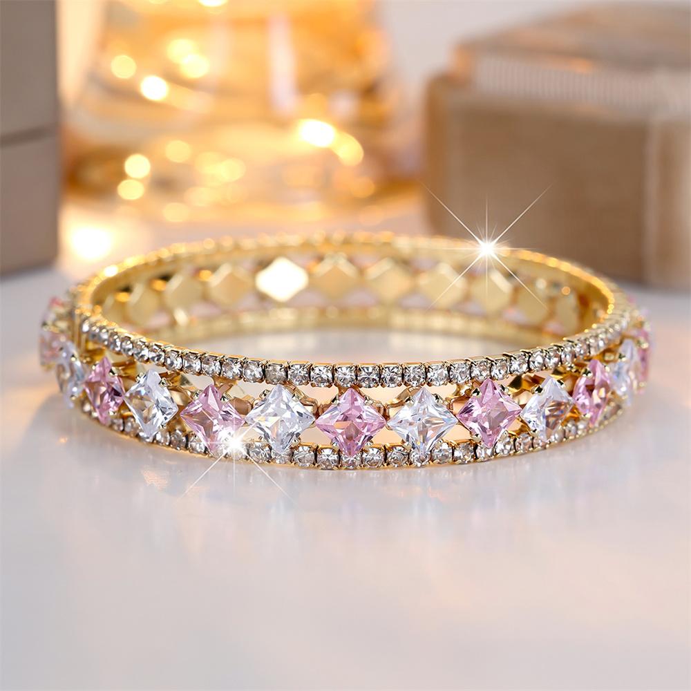 Pink Crystal White Zircon Square Stone Bangle Bracelets For Women Vintage Gold Color Rhinestone Bracelet Wedding Jewelry
Pink Crystal White Zircon Square Stone Bangle Bracelets For Women Vintage Gold Color Rhinestone Bracelet Wedding Jewelry