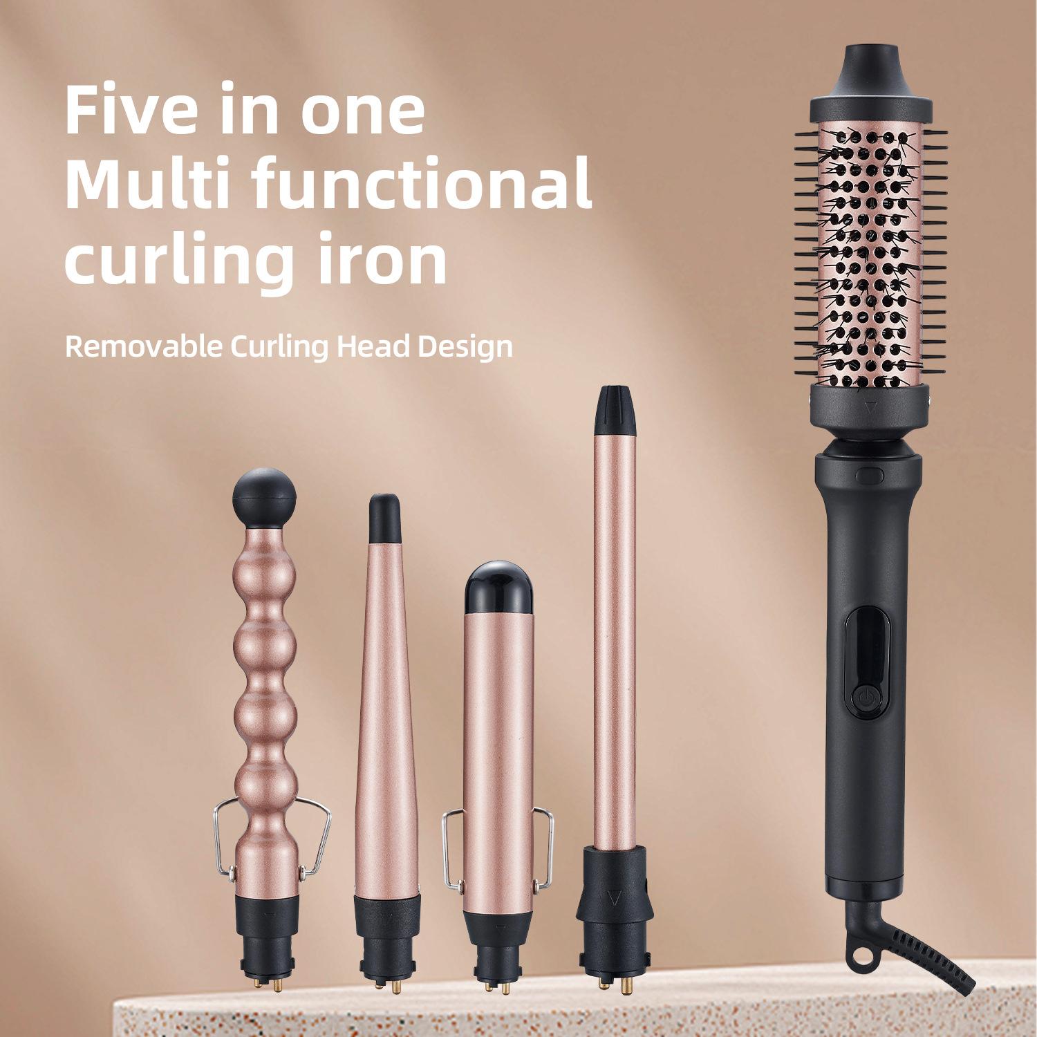 5-in-1 Interchangeable Curling Iron Set -Create Deep Waves, Banana Curls, Afro Curls with Detangling Paddle Brush, Multifunctional Hair Styling Tool BS рожевий
5-in-1 Interchangeable Curling Iron Set -Create Deep Waves, Banana Curls, Afro Curls with Detangling Paddle Brush, Multifunctional Hair Styling Tool BS рожевий