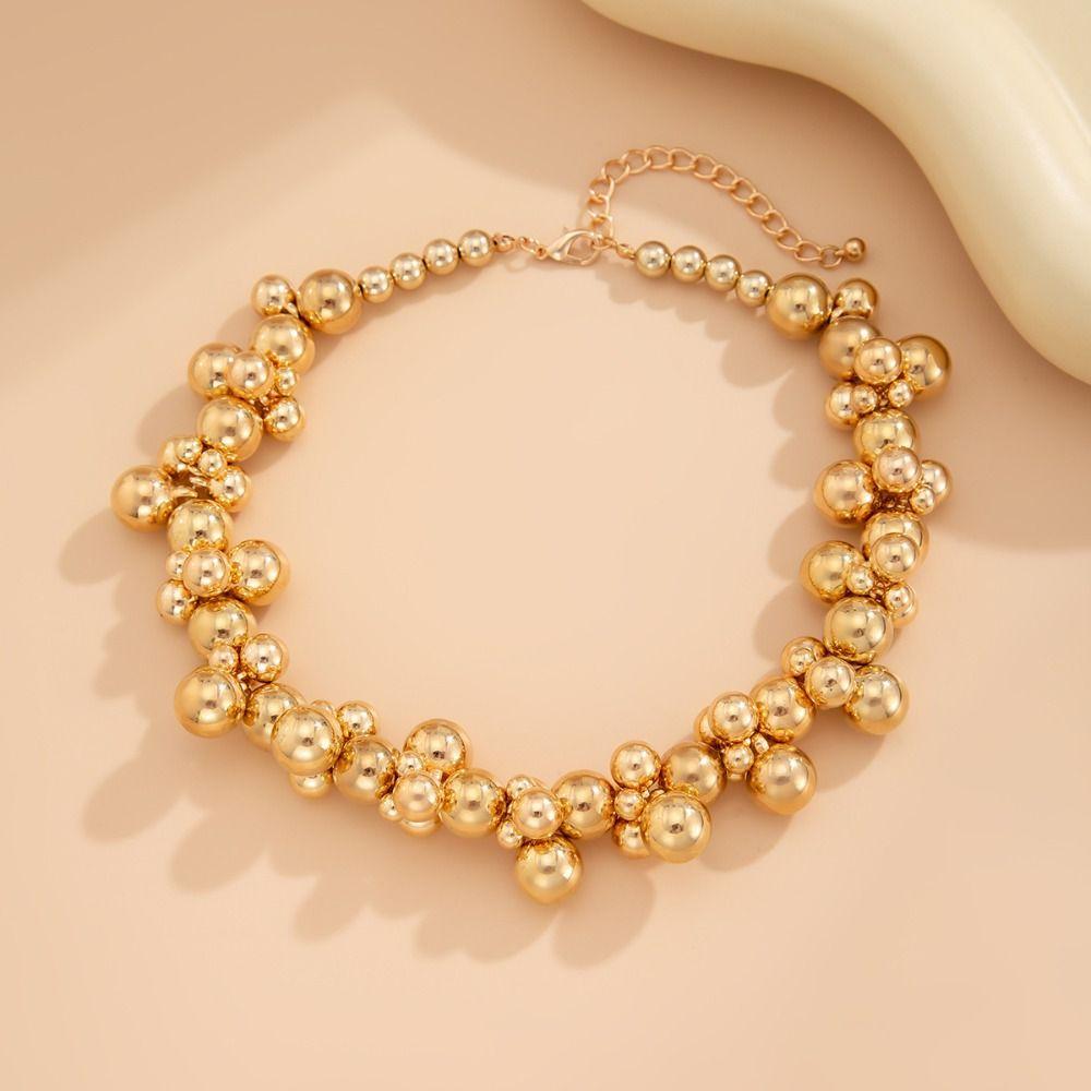 Gold Silver Beaded Choker Necklace Elegant Exaggerate Beads Necklace Simple Metal Necklace Gifts золотий
Gold Silver Beaded Choker Necklace Elegant Exaggerate Beads Necklace Simple Metal Necklace Gifts золотий