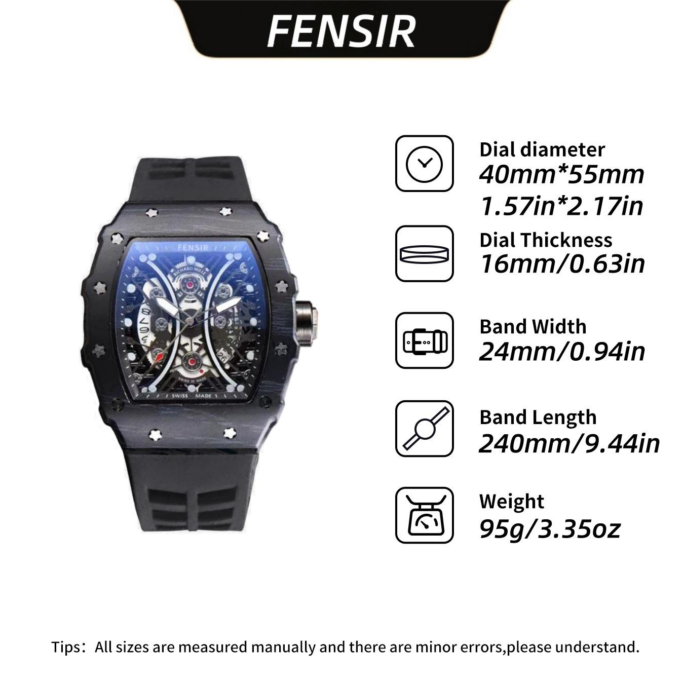 FENSIR9791 Мужские кварцевые часы с двойной дугой, большим циферблатом и резиновым ремешком
FENSIR9791 Мужские кварцевые часы с двойной дугой, большим циферблатом и резиновым ремешком