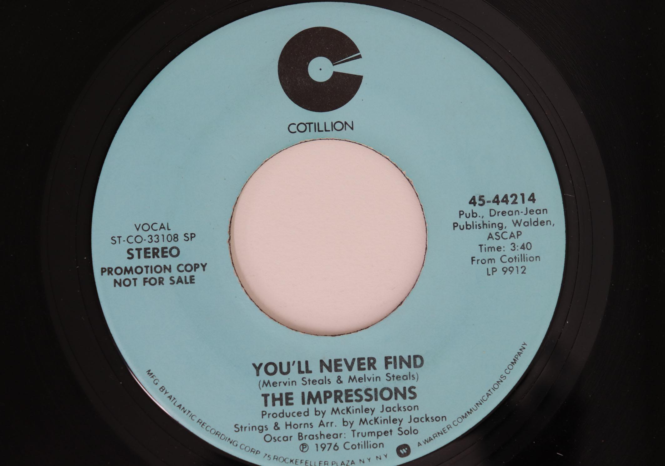 7inch Record IMPRESSIONS Youll Never Find 4544214PROMO COTILLION 1976 US SoulFunk Used
7inch Record IMPRESSIONS Youll Never Find 4544214PROMO COTILLION 1976 US SoulFunk Used