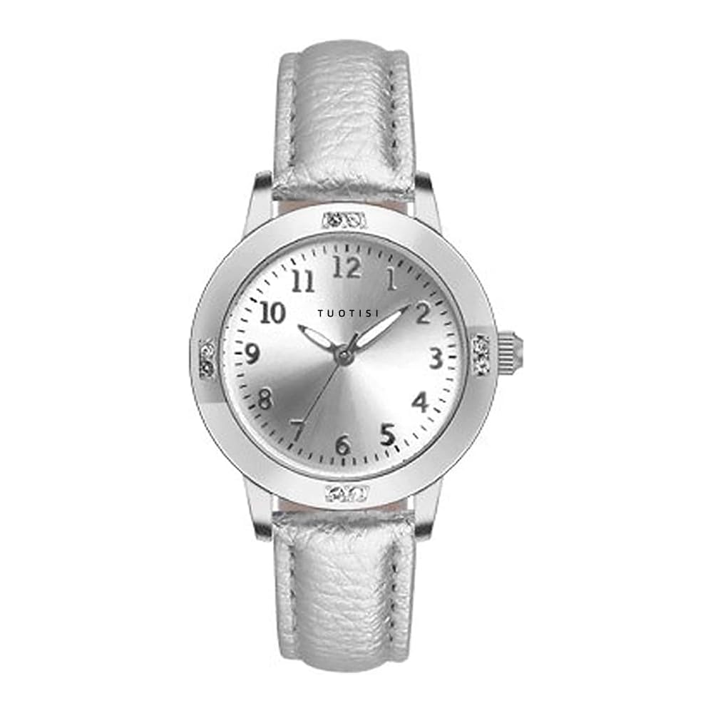 Girls Quartz Casual Watch Round Face 28mm PU Leather Strap Japanese Movement Silver Belt Silver Case
Girls Quartz Casual Watch Round Face 28mm PU Leather Strap Japanese Movement Silver Belt Silver Case