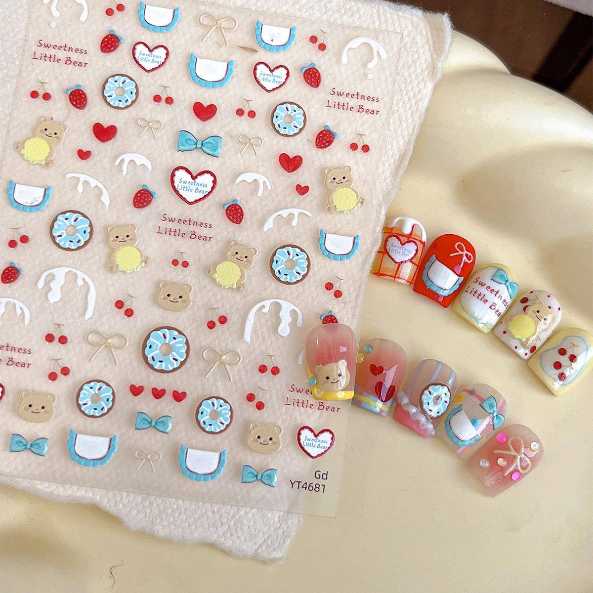 YITU Embossed Jelly Apron Nail Stickers - Little Bear, Heart, Strawberry Designs (YT4681)
YITU Embossed Jelly Apron Nail Stickers - Little Bear, Heart, Strawberry Designs (YT4681)