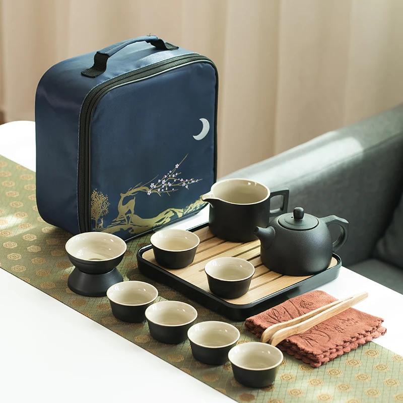 Керамический чайный сервиз Kung Fu, японский портативный дорожный чайный сервиз для дома и офиса, один чайник, шесть чашек, чайная церемония, чайник для зеленого чая Pu er
Керамический чайный сервиз Kung Fu, японский портативный дорожный чайный сервиз для дома и офиса, один чайник, шесть чашек, чайная церемония, чайник для зеленого чая Pu er