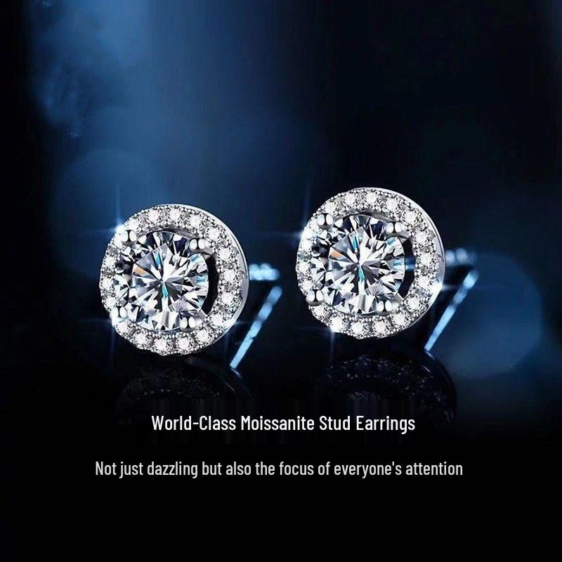 Unisex S925 Rhodium-Plated Platinum Moissanite Stud Earrings Main Stone: 4mm 0.30ct+0.30ct
Unisex S925 Rhodium-Plated Platinum Moissanite Stud Earrings Main Stone: 4mm 0.30ct+0.30ct