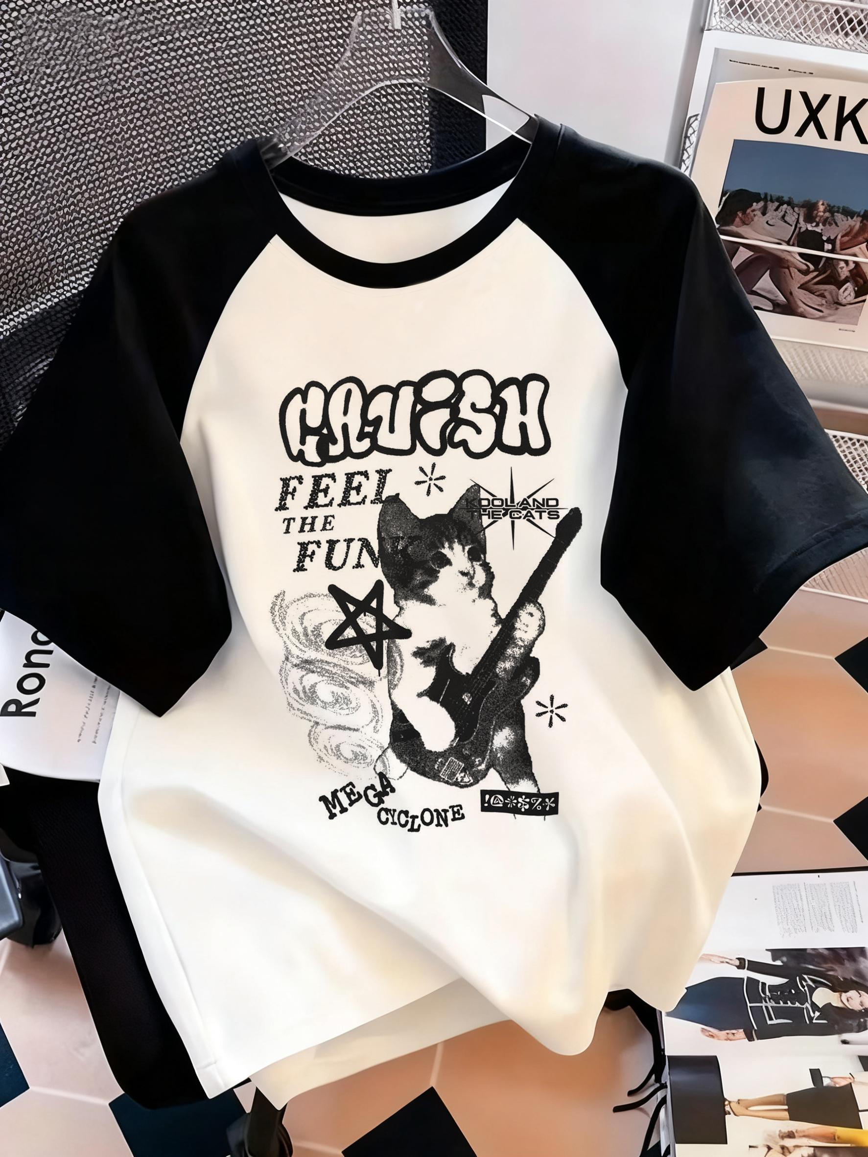 Music cat printed letter printed round neck T-shirt for spring and summer women s casual short sleeved top 5XL
Music cat printed letter printed round neck T-shirt for spring and summer women s casual short sleeved top 5XL
