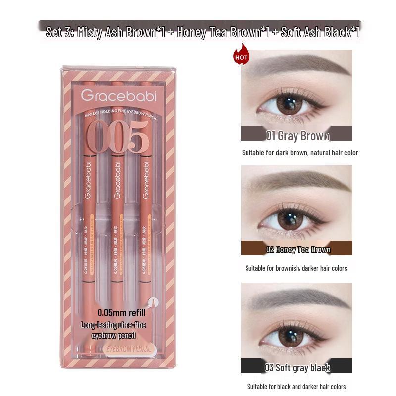 Gracebabi 3-Piece Ultra-Fine Eyebrow Pencil Set 005 - Long-Lasting, Waterproof, Sweatproof, Fade-Resistant
Gracebabi 3-Piece Ultra-Fine Eyebrow Pencil Set 005 - Long-Lasting, Waterproof, Sweatproof, Fade-Resistant