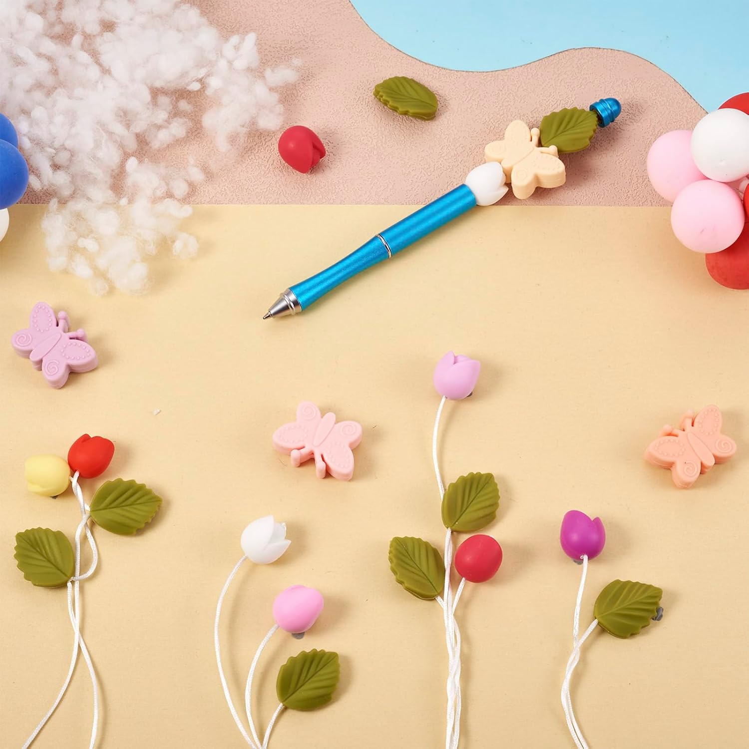 32Pcs Spring Silicone Beads Colorful Tulip Flower Butterfly Leaf Focal Beads Floral Leaves Rubber Spacer Bead Cute Insect Animal Loose Bead for DIY Mixed Color-Rose
32Pcs Spring Silicone Beads Colorful Tulip Flower Butterfly Leaf Focal Beads Floral Leaves Rubber Spacer Bead Cute Insect Animal Loose Bead for DIY Mixed Color-Rose