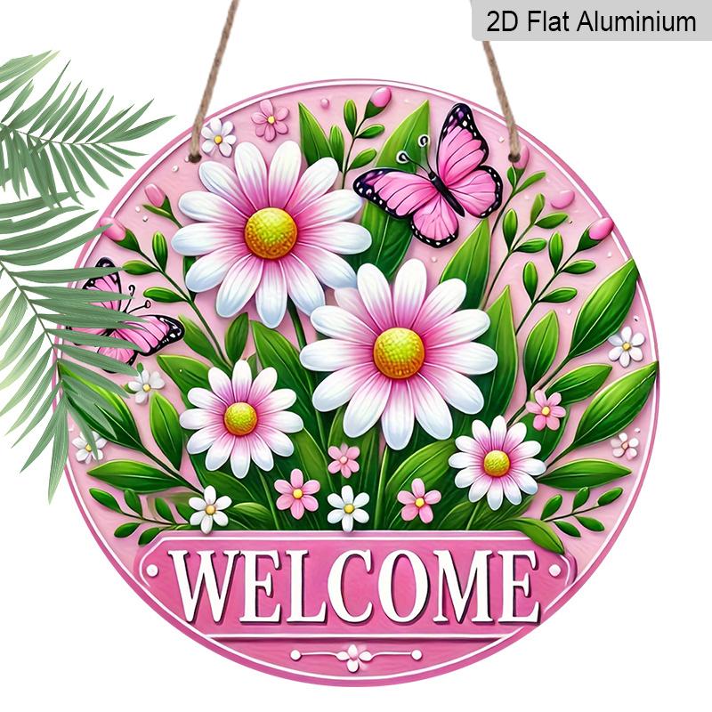 2D Flat, 1pc Charming Pink Daisy & Butterfly Welcome Sign - Round Aluminum Door Decor with Vibrant Floral Design, Perfect for Home & Garden Entrance 7.87×7.87inch
2D Flat, 1pc Charming Pink Daisy & Butterfly Welcome Sign - Round Aluminum Door Decor with Vibrant Floral Design, Perfect for Home & Garden Entrance 7.87×7.87inch