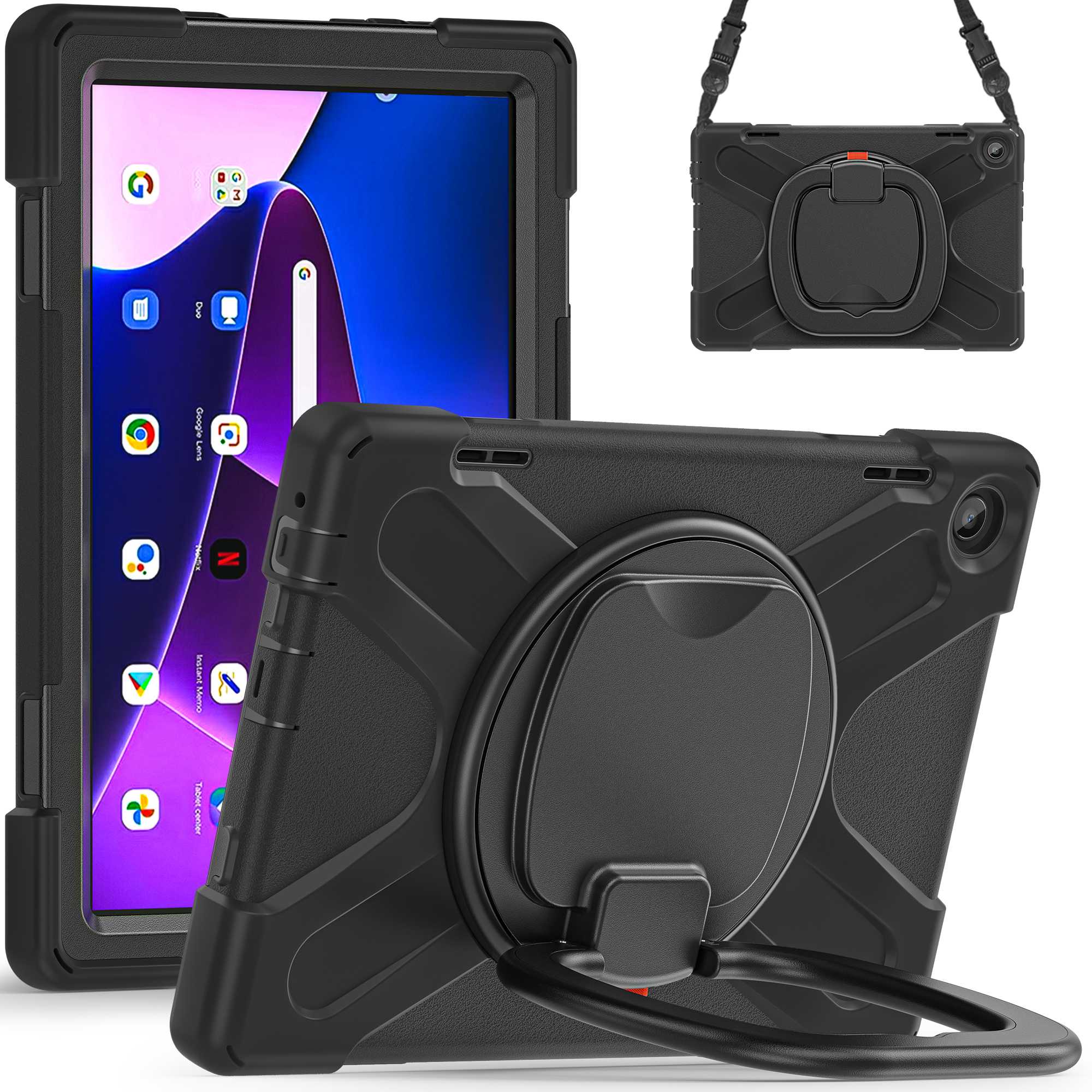 For Lenovo Tab M10 (Gen 3) TB-328FU/TB-328XU Rotary Kickstand Tablet Case PC+Silicone Anti-drop Hybrid Cover with Shoulder Strap Black
For Lenovo Tab M10 (Gen 3) TB-328FU/TB-328XU Rotary Kickstand Tablet Case PC+Silicone Anti-drop Hybrid Cover with Shoulder Strap Black